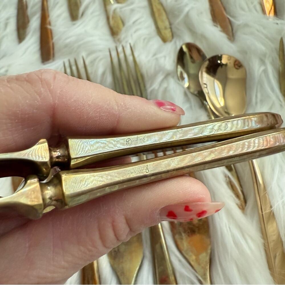 Dorling | Vintage Gold Dirilyte Golden Autumn Symphony Goldware Dinner Flatware - Picture 7 of 7